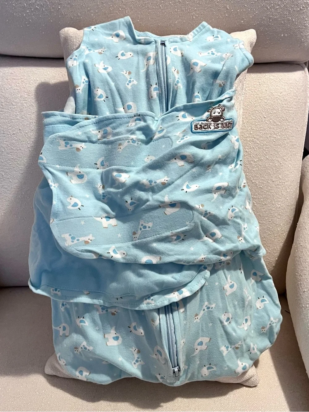 Halo Light Blue Animal Print Sleep Sack Swaddle
